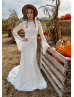 Long Sleeves Ivory Lace V Back Gorgeous Wedding Dress